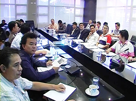 Officials attend the meeting held to discuss bar opening times in Pattaya.